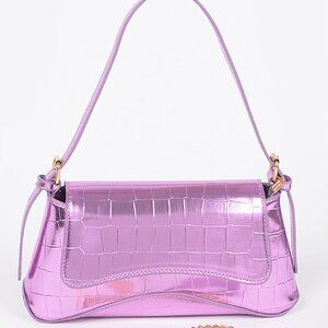 Crocodile Embossed- Mirror Metallic Purse / Crossbody Bag - Lilac- Purple NWT